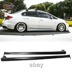 Fits 12-15 9TH Civic 4DR JDM Mugen Style Side Skirt Rocker Panel Splitters PU