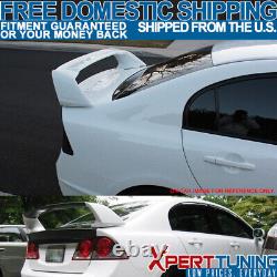 Fits 12-15 Honda Civic 4Dr Mugen Style ABS Trunk Spoiler Painted Taffeta White