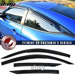 Fits 16-20 Honda Civic Coupe 2D 2DR Mugen Style Acrylic Window Visors 4Pc Set