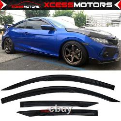 Fits 16-20 Honda Civic Coupe Mugen Style Side Window Visors Sun Rain Guards 4PCS