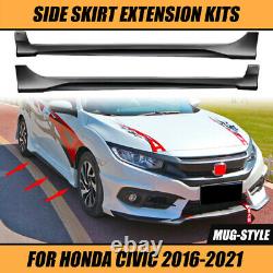 Fits 16-21 Honda Civic Mugen RR Style Side Skirt Apron Add-on Body Kit Upgrade