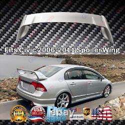 Fits 2006-2011 Honda Civic Sedan 3D Mugen Style Silver Rear Trunk Spoiler Wing
