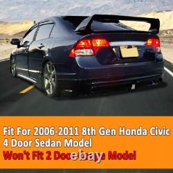 Fits 8th gen Honda Civic Sedan 2006-2011 PP Mugen RR Style Side Skirts ABS Black