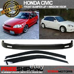 Fits 96-98 Honda Civic 3Dr PP Front Bumper Lip Spoiler + Sun Window Visor