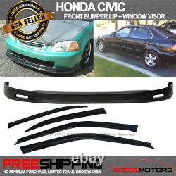 Fits 96-98 Honda Civic 4Dr PP Front Bumper Lip Spoiler + Sun Window Visor