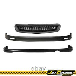 Fits 96-98 Honda Civic Mugen Style Front + Rear Bumper Lip + T-R Type Grille