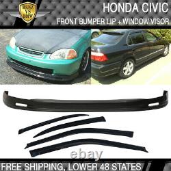 Fits 96-98 Honda Civic PP Front Bumper Lip Spoiler + Sun Window Visor
