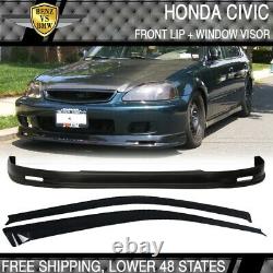 Fits 99-00 Honda Civic 3D MG Front Bumper Lip Spoiler PP + Sun Window Visor