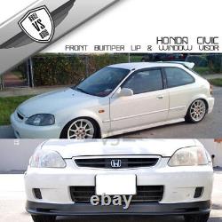 Fits 99-00 Honda Civic 3D MG Front Bumper Lip Spoiler PP + Sun Window Visor