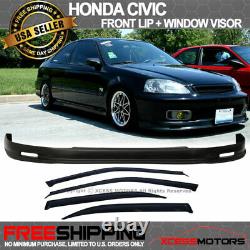 Fits 99-00 Honda Civic 4D MG Front Bumper Lip Spoiler PP + Sun Window Visor