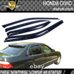 Fits 99-00 Honda Civic Front + Rear Bumper Lip Spoiler + Sun Window Visor