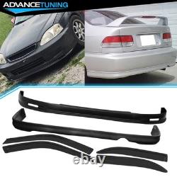 Fits 99-00 Honda Civic Mugen Front Bumper Lip + Rear Diffuser Lip + Window Visor