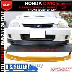 Fits 99-00 Honda Civic Mugen Style Front Bumper Lip Spoiler Painted Orange PU