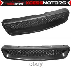 Fits 99-00 Honda Civic Mugen Style PP Front Bumper Lip + Grille + Window Visors