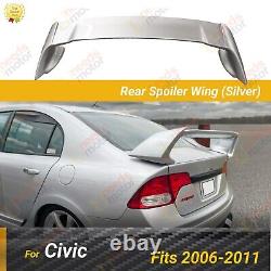 Fits Honda Civic Sedan 2006-2011 3D Mugen Style Silver Rear Trunk Spoiler Wing