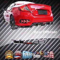 Fits for 2016-2021 Honda Civic 4-Door Sedan Rear Bumper Diffuser with LED