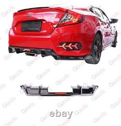 Fits for 2016-2021 Honda Civic 4-Door Sedan Rear Bumper Diffuser with LED