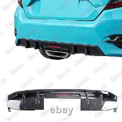 Fits for 2016-2021 Honda Civic Sedan Carbon Fiber Pattern Rear Diffuser with LED