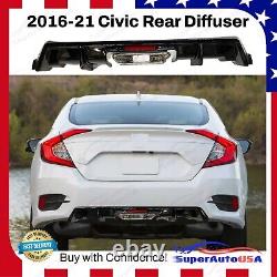 Fits for 2016-2021 Honda Civic Sedan Rear Bumper Lower Diffuser with LED Exhaust