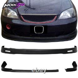 For 01-03 Honda Civic EM2 2DR Mugen Style Front + NEW TR Style Rear Bumper Lip