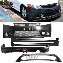 For 06-11 Civic Mugen RR PP Front Bumper + Side Skirt + Rear Lip + Trunk Spoiler