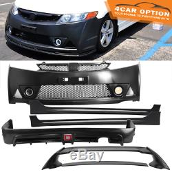 For 06-11 Civic Mugen RR PP Front Bumper + Side Skirt + Rear Lip + Trunk Spoiler