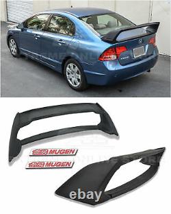 For 06-11 Civic Sedan Mugen RR Style ABS Plastic Rear Spoiler With 2X Red Emblem