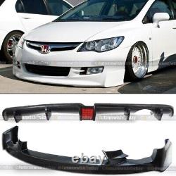 For 09-11 Honda Civic 4 Dr Sedan Mugen Front Lip + Rear LED Diffuser Lip Spoiler