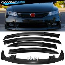 For 09-11 Honda Civic Sedan Mugen Style Front Bumper Lip Spoiler + Window Visors