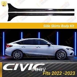 For 11th Gen Honda Civic Sedan Hatchback 2022-23 Gloss Black Side Skirts