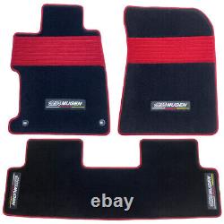 For 12-15 Honda Civic SI Coupe MUGEN Floor Mats Carpets Rear Front Black Nylon