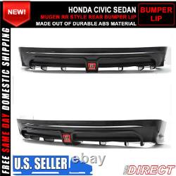 For 12 Civic Mugen RR Style Rear Bumper Lip With 3rd Brake Light Led ABS