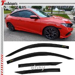 For 16-20 Honda Civic Coupe 2-Door Mugen Style Rain Window Visors with Laser SPORT