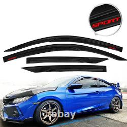 For 16-20 Honda Civic Coupe Mugen Style Window Visor Outside Rain Guard Shade