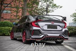 For 16-21 Honda Civic Sedan Type-R Style Rear Trunk Wing Spoiler Matte BLACK