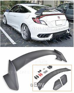 For 16-Up Honda Civic Coupe JDM Type-R PRIMER BLACK Rear Trunk Lid Wing Spoiler