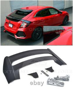 For 16-Up Honda Civic Hatchback MUGEN Style Rear Spoiler With Wing Riser Bracket