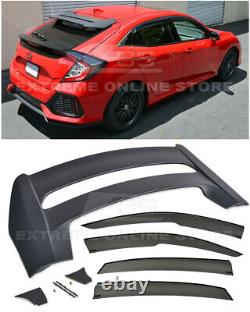 For 16-Up Honda Civic Hatchback MUGEN Style Side Window Visor & Rear Roof Wing