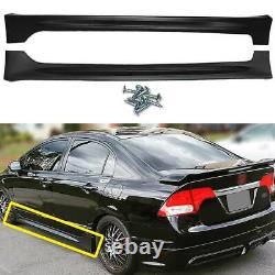 For 2006-11 Honda Civic Sedan Mugen Style Side Skirt Body Kit Spoiler Unpainted