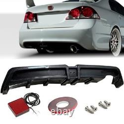 For 2006-2011 Honda Civic Mugen RR Carbon Fiber Style Rear Bumper Diffuser withLED