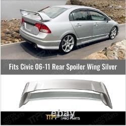 For 2006-2011 Honda Civic Sedan 3D Mugen Style Silver Rear Spoiler Wing withPannel