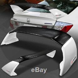 For 2012-2015 Honda Civic 4DR MUGEN Carbon Fiber Factory White Rear Spoiler Wing