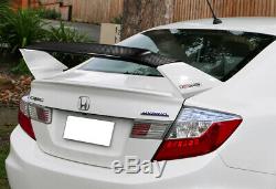For 2012-2015 Honda Civic 4DR MUGEN Carbon Fiber Factory White Rear Spoiler Wing