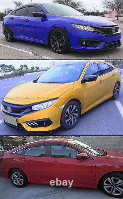 For 2016-18 Honda CIVIC 4dr Front Bumper Lip Splitter + Window Visor Rain Guard