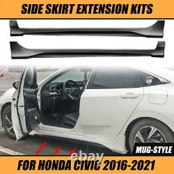 For 2016-2021 Honda Civic Mugen PU MU Style Side Skirts Body Kit Paintable ABS