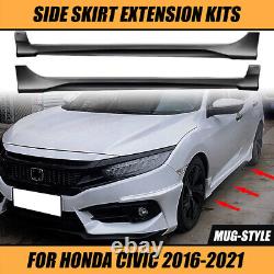 For 2016-2021 Honda Civic Mugen PU MU Style Side Skirts Body Kit Paintable ABS