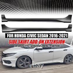 For 2016-2021 Honda Civic Mugen PU MU Style Side Skirts Body Kit Paintable ABS
