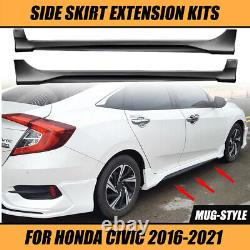 For 2016-2021 Honda Civic Mugen PU MU Style Side Skirts Body Kit Paintable ABS