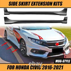 For 2016-2021 Honda Civic Mugen PU MU Style Side Skirts Body Kit Paintable ABS