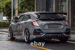 For 2016-2021 Honda Civic Sedan FC1 FC2 Metal MUG Black Rear Trunk Spoiler Wing